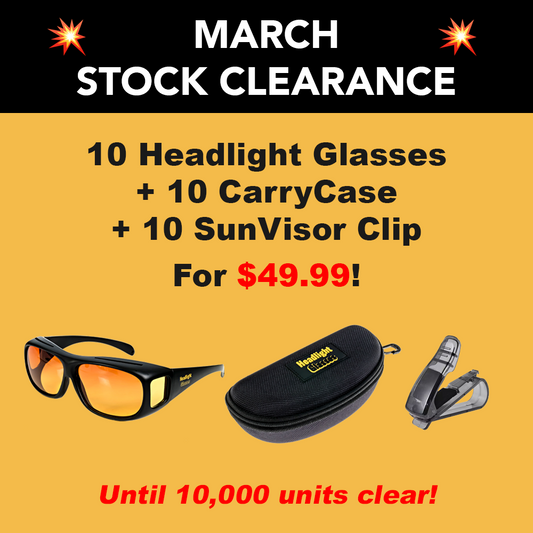 MARCH  STOCK CLEARANCE - 10 Pair Bundle of Headlight Glasses with GlareCut Technology™